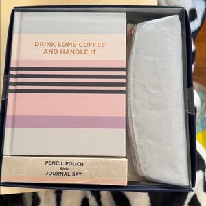 Pink and White Journal and Pencil Pouch Set